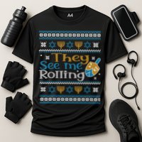 Hanukkah Jewish Dreidel They See Me Rolling Ugly Sweater Cooling Performance Crew T-Shirt