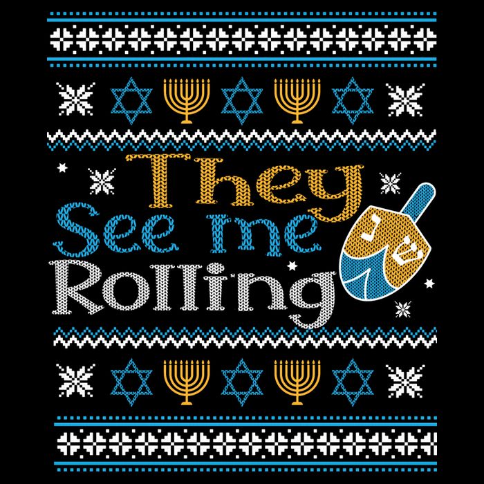 Hanukkah Jewish Dreidel They See Me Rolling Ugly Sweater Cooling Performance Crew T-Shirt