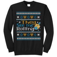 Hanukkah Jewish Dreidel They See Me Rolling Ugly Sweater Sweatshirt