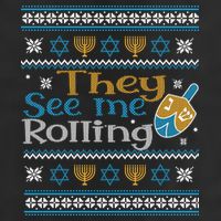 Hanukkah Jewish Dreidel They See Me Rolling Ugly Sweater Adult Drive Performance Visor