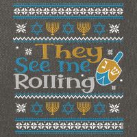Hanukkah Jewish Dreidel They See Me Rolling Ugly Sweater Cotton Canvas Backpack