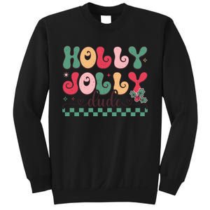 Holly Jolly Dude Festive Phrase Graphic Sweatshirt