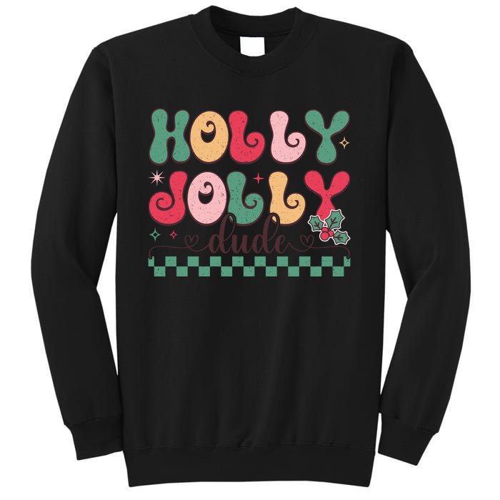 Holly Jolly Dude Festive Phrase Graphic Sweatshirt