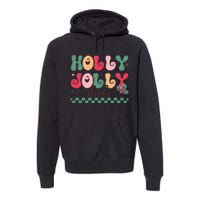 Holly Jolly Dude Festive Phrase Graphic Premium Hoodie