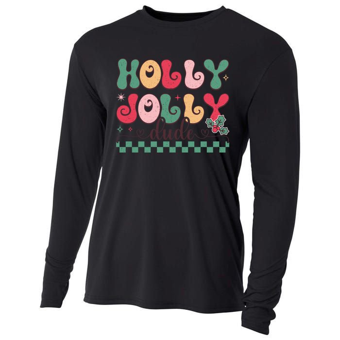 Holly Jolly Dude Festive Phrase Graphic Cooling Performance Long Sleeve Crew