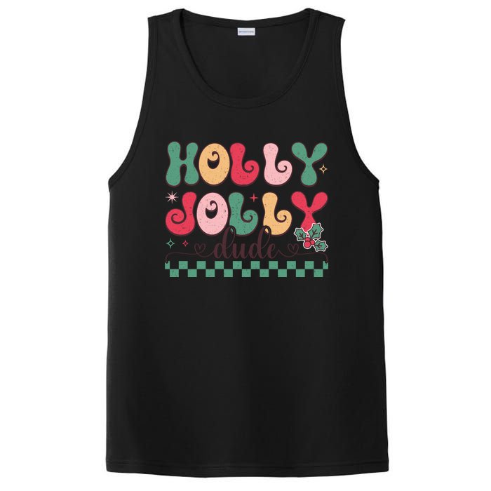 Holly Jolly Dude Festive Phrase Graphic PosiCharge Competitor Tank