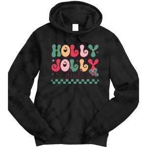 Holly Jolly Dude Festive Phrase Graphic Tie Dye Hoodie