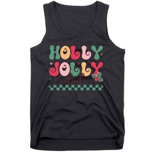 Holly Jolly Dude Festive Phrase Graphic Tank Top