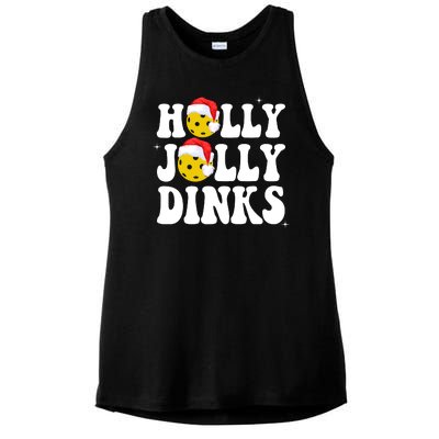 Holly Jolly Dinks Pickleball Christmas Ladies PosiCharge Tri-Blend Wicking Tank