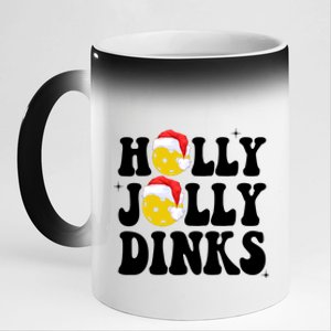 Holly Jolly Dinks Pickleball Christmas 11oz Black Color Changing Mug