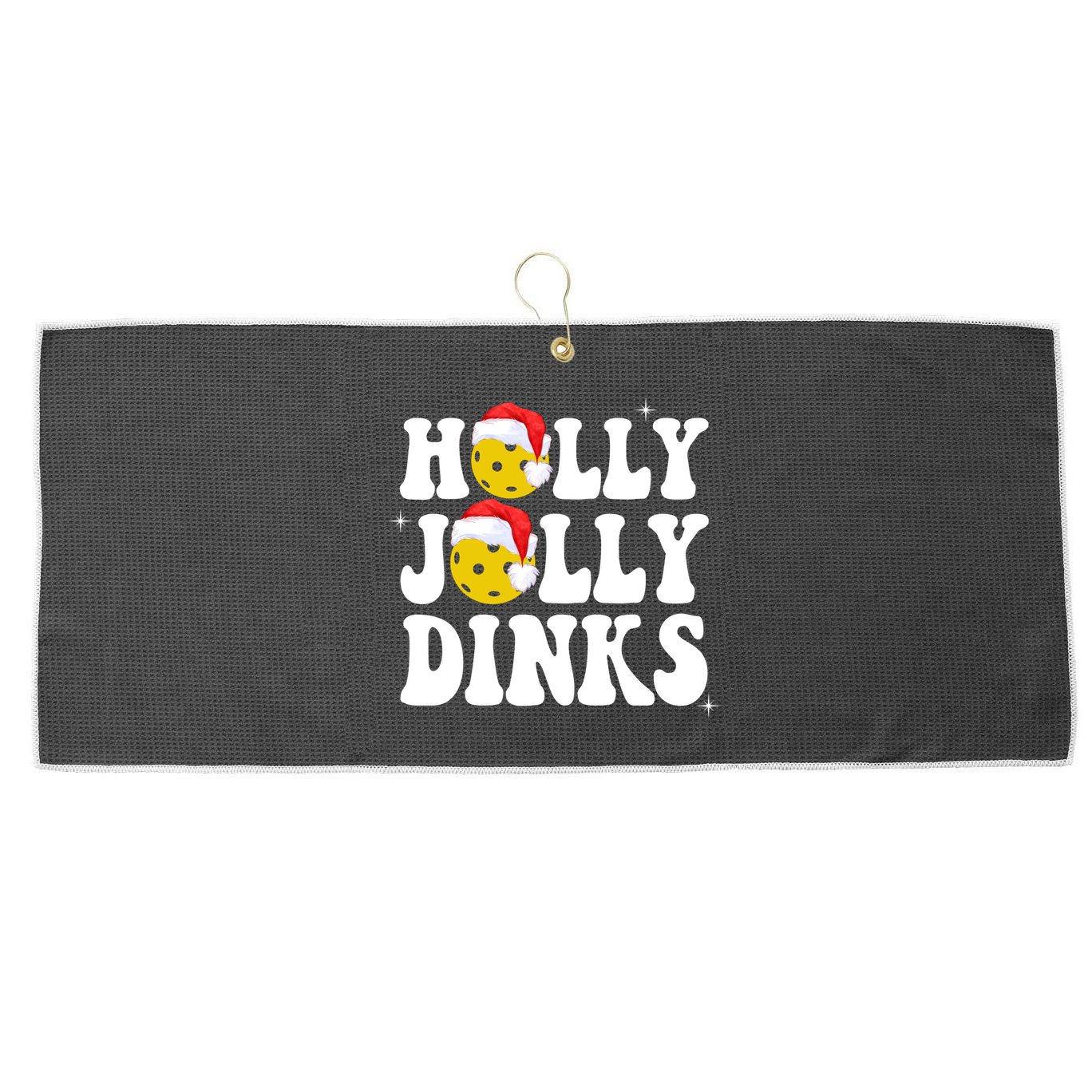 Holly Jolly Dinks Pickleball Christmas Large Microfiber Waffle Golf Towel