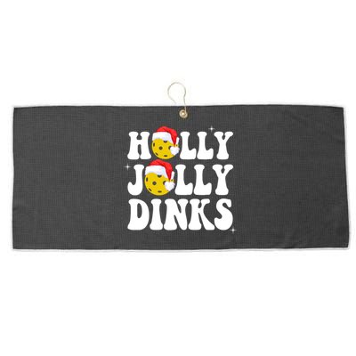 Holly Jolly Dinks Pickleball Christmas Large Microfiber Waffle Golf Towel