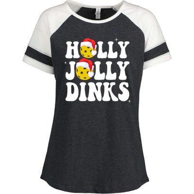 Holly Jolly Dinks Pickleball Christmas Enza Ladies Jersey Colorblock Tee