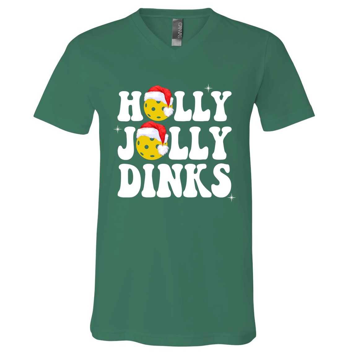 Holly Jolly Dinks Pickleball Christmas V-Neck T-Shirt
