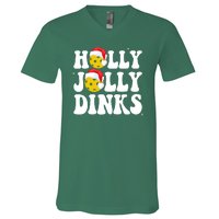 Holly Jolly Dinks Pickleball Christmas V-Neck T-Shirt