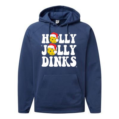 Holly Jolly Dinks Pickleball Christmas Performance Fleece Hoodie