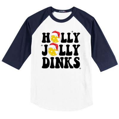 Holly Jolly Dinks Pickleball Christmas Baseball Sleeve Shirt