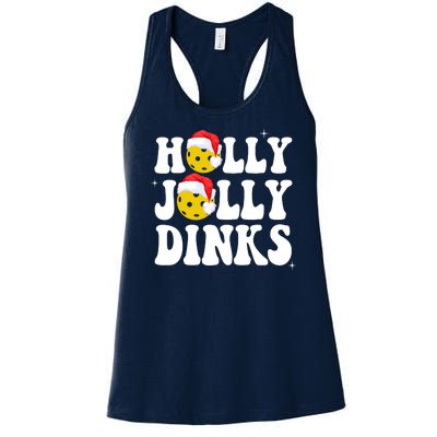 Holly Jolly Dinks Pickleball Christmas Women's Racerback Tank