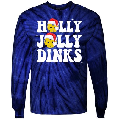 Holly Jolly Dinks Pickleball Christmas Tie-Dye Long Sleeve Shirt