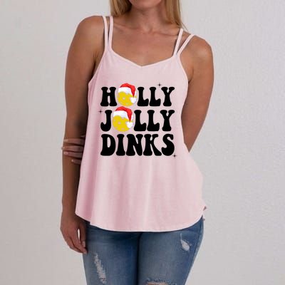 Holly Jolly Dinks Pickleball Christmas Women's Strappy Tank