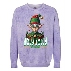 Holly Jolly Elves Funny Christmas Elf Colorblast Crewneck Sweatshirt