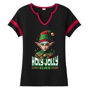 Holly Jolly Elves Funny Christmas Elf Ladies Halftime Notch Neck Tee