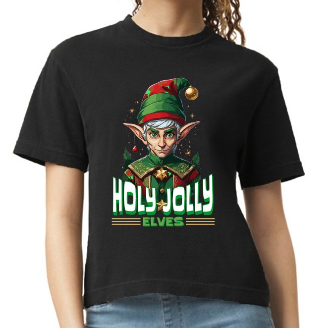 Holly Jolly Elves Funny Christmas Elf Comfort Colors Boxy T-Shirt
