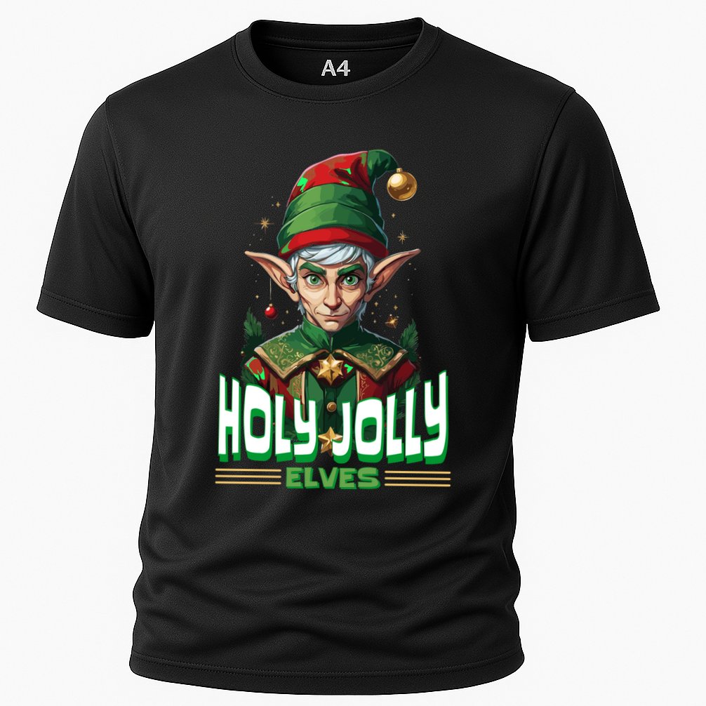 Holly Jolly Elves Funny Christmas Elf Cooling Performance Crew T-Shirt