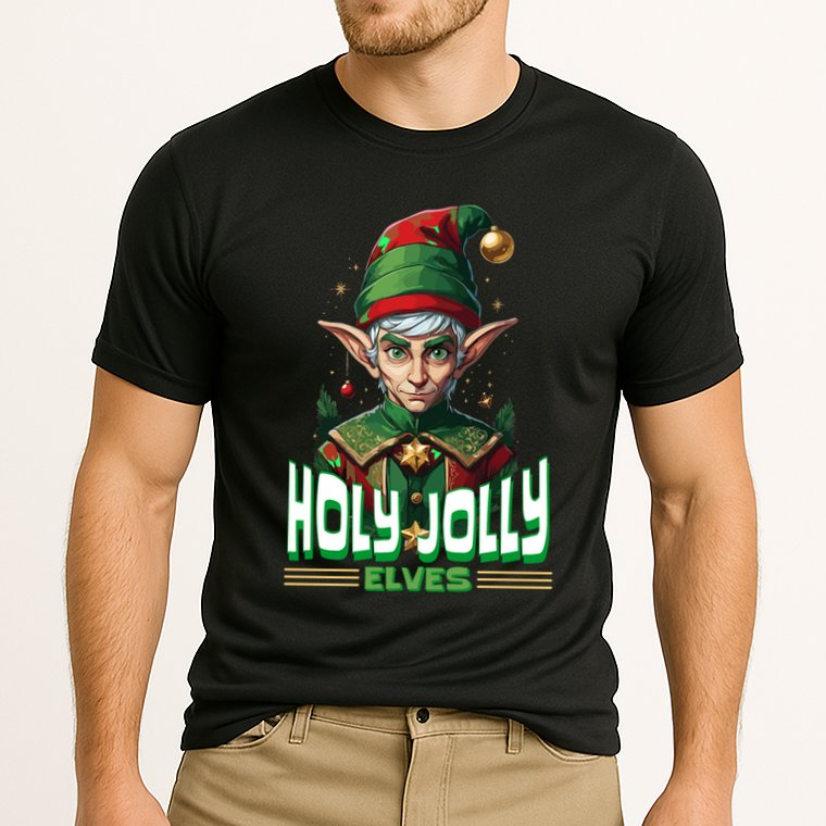 Holly Jolly Elves Funny Christmas Elf Cooling Performance Crew T-Shirt