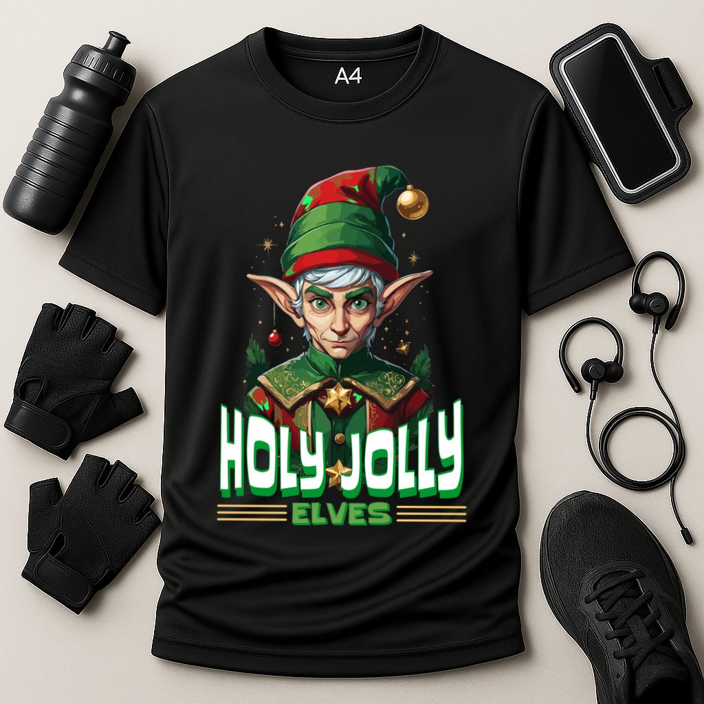 Holly Jolly Elves Funny Christmas Elf Cooling Performance Crew T-Shirt