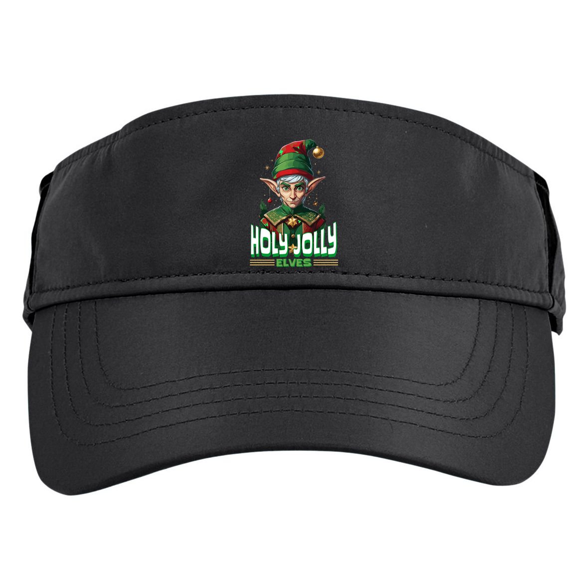 Holly Jolly Elves Funny Christmas Elf Adult Drive Performance Visor