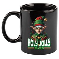 Holly Jolly Elves Funny Christmas Elf 11oz C Handle Ceramic Mug