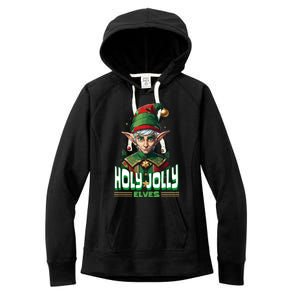 Holly Jolly Elves Funny Christmas Elf Women's Fleece Hoodie