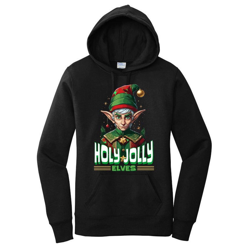 Holly Jolly Elves Funny Christmas Elf Women's Pullover Hoodie