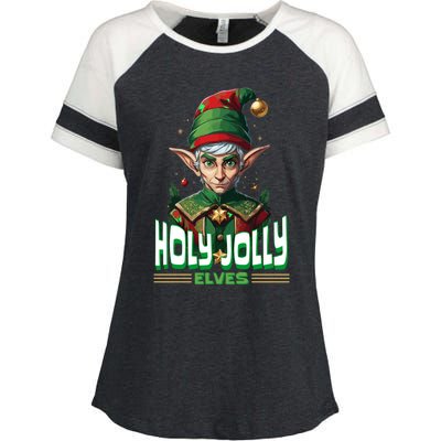 Holly Jolly Elves Funny Christmas Elf Enza Ladies Jersey Colorblock Tee