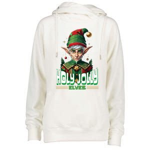 Holly Jolly Elves Funny Christmas Elf Womens Funnel Neck Pullover Hood