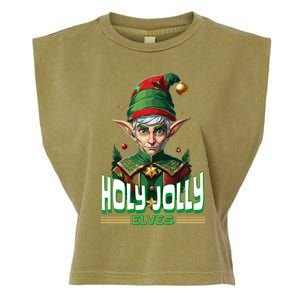 Holly Jolly Elves Funny Christmas Elf Garment-Dyed Women's Muscle Tee