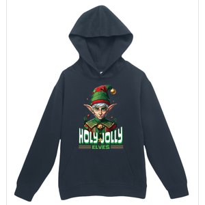 Holly Jolly Elves Funny Christmas Elf Urban Pullover Hoodie