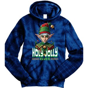 Holly Jolly Elves Funny Christmas Elf Tie Dye Hoodie