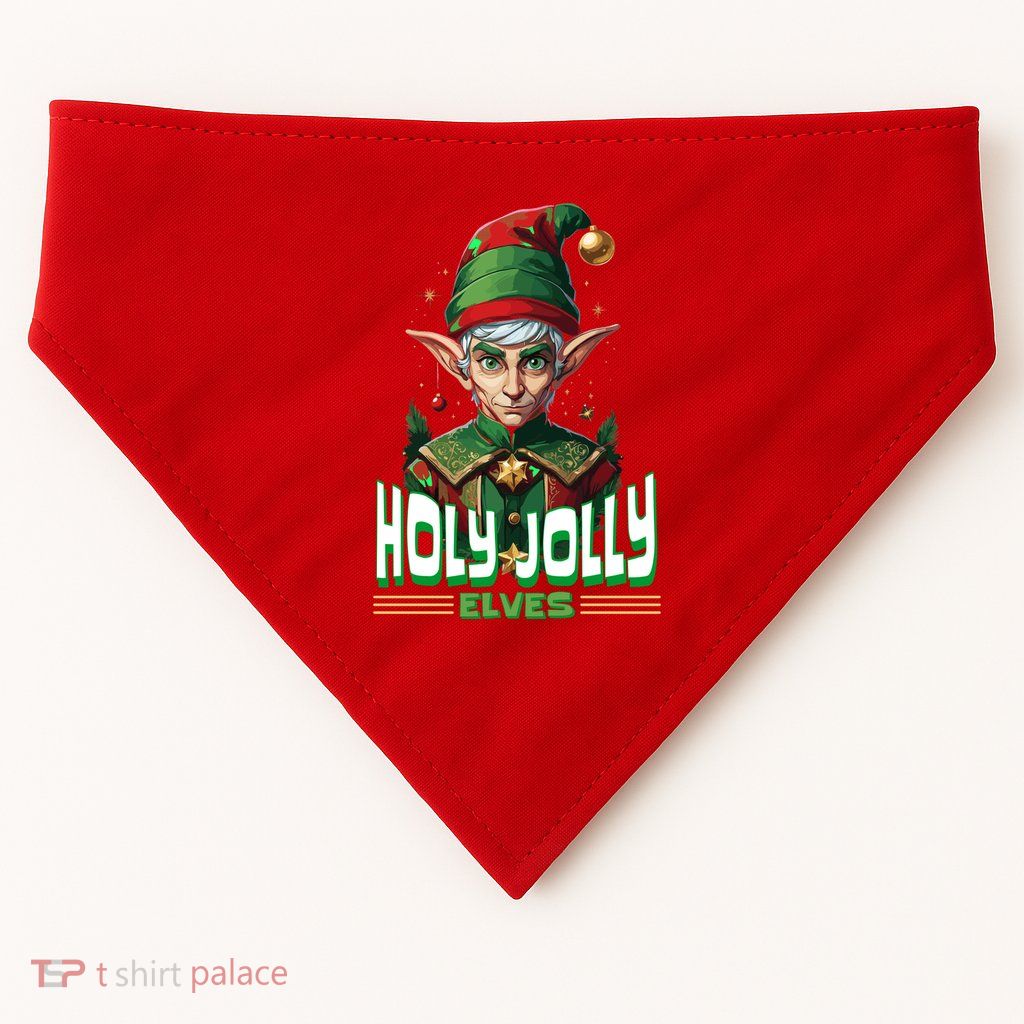 Holly Jolly Elves Funny Christmas Elf USA-Made Doggie Bandana