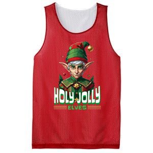 Holly Jolly Elves Funny Christmas Elf Mesh Reversible Basketball Jersey Tank