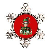 Holly Jolly Elves Funny Christmas Elf Metallic Star Ornament