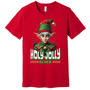 Holly Jolly Elves Funny Christmas Elf Premium T-Shirt