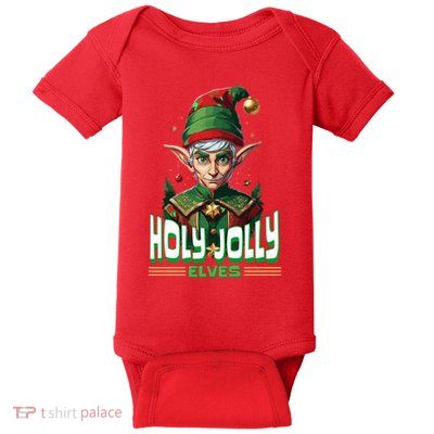 Holly Jolly Elves Funny Christmas Elf Baby Bodysuit