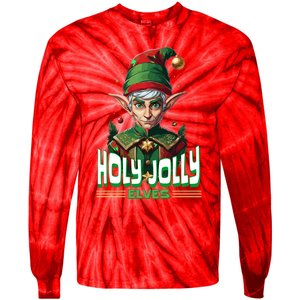 Holly Jolly Elves Funny Christmas Elf Tie-Dye Long Sleeve Shirt