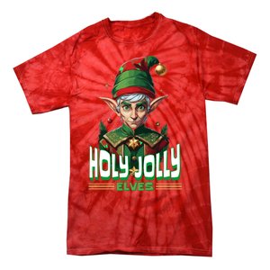 Holly Jolly Elves Funny Christmas Elf Tie-Dye T-Shirt