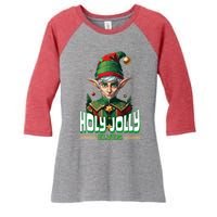 Holly Jolly Elves Funny Christmas Elf Women's Tri-Blend 3/4-Sleeve Raglan Shirt