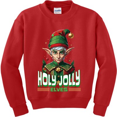 Holly Jolly Elves Funny Christmas Elf Kids Sweatshirt