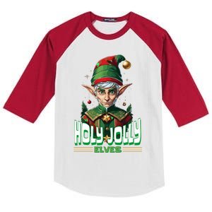 Holly Jolly Elves Funny Christmas Elf Kids Colorblock Raglan Jersey