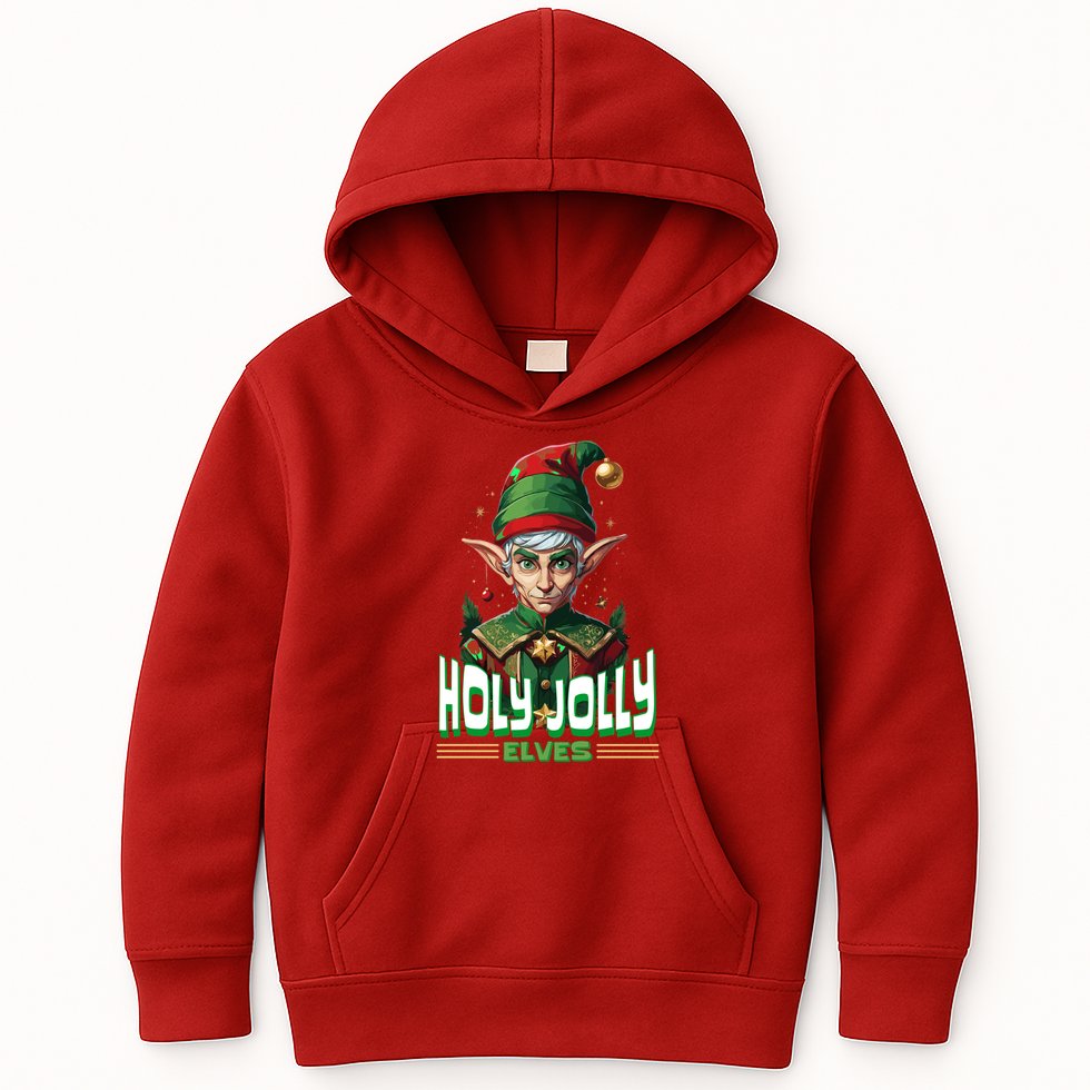 Holly Jolly Elves Funny Christmas Elf Kids Hoodie